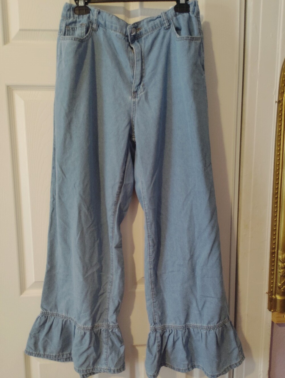 Light Blue Ruffle Hem Women’s Jeans